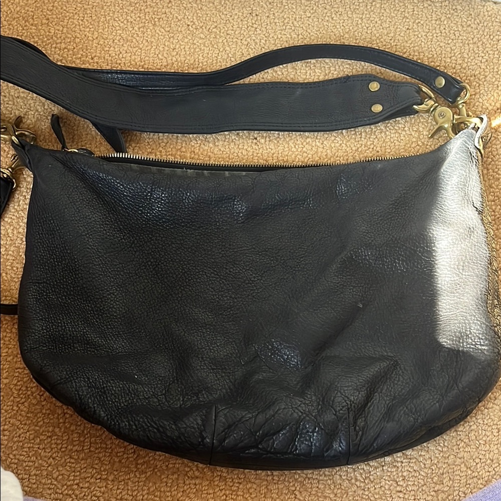 Clare V Moyen Black Shoulder Bag with Adjustable Strap and Slouchy Hobo Style